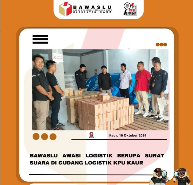 Bawaslu Kaur awasi surat suara Bupati dan Wakil Bupati dan Gubernur dan Wakil Gubernur di Gudang Logistik KPU Kabupaten Kaur.