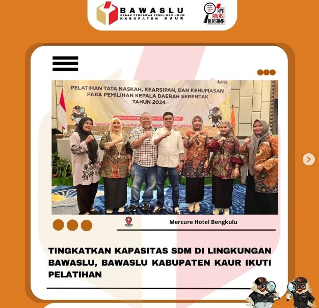 pelatihan tata naskah, kearsipan dan kehumasan pada pemilihan kepala daerah serentah tahun 2024.