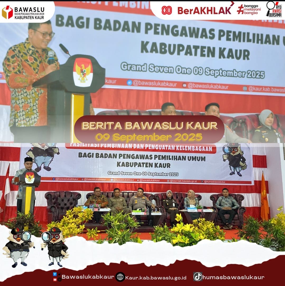 Ketua Bawaslu Provinsi Bengkulu Fahamsyah resmi membuka kegiatan Fasilitasi Pembinaan dan Penguatan Kelembagaan Bawaslu Kabupaten Kaur