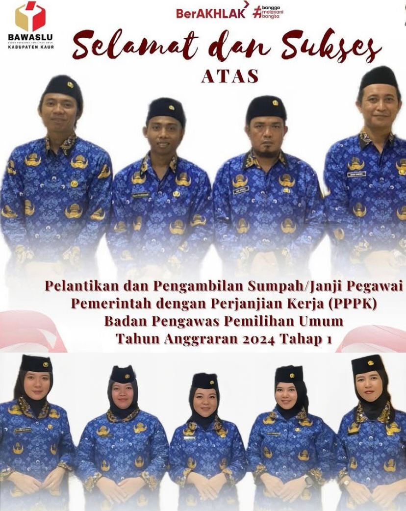 ASN PPPK BAWASLU DILINGKUNGAN BAWASLU KABUPATEN KAUR HARI INI RESMI DILANTIK