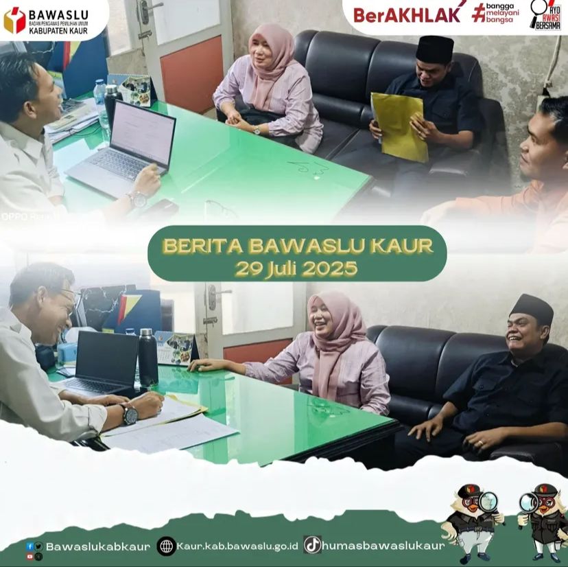 Ketua dan Anggota Bawaslu Kabupaten Kaur koordinasi langsung ke Bawaslu Privinsi Bengkulu terkait data Pemilih Berkelanjutan