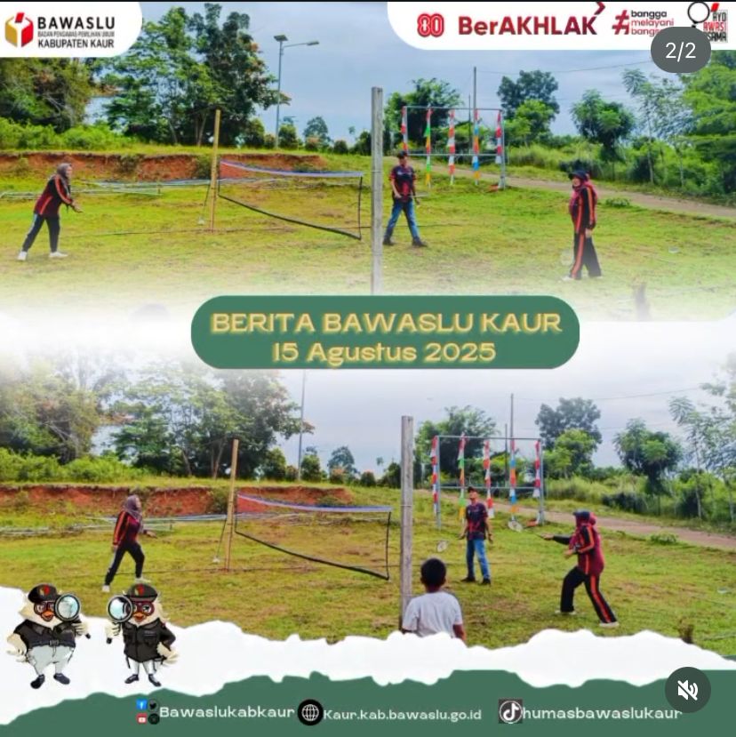 Sekretariat Bawaslu Kabupaten Kaur lakukan olahraga Badminton di Jumat pagi.