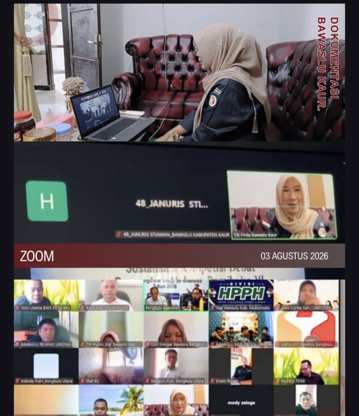 Bawaslu Kabupaten Kaur Ikuti Rakor Pengawasan Data Pemilih Berkelanjutan Semester I Melalui Zoom