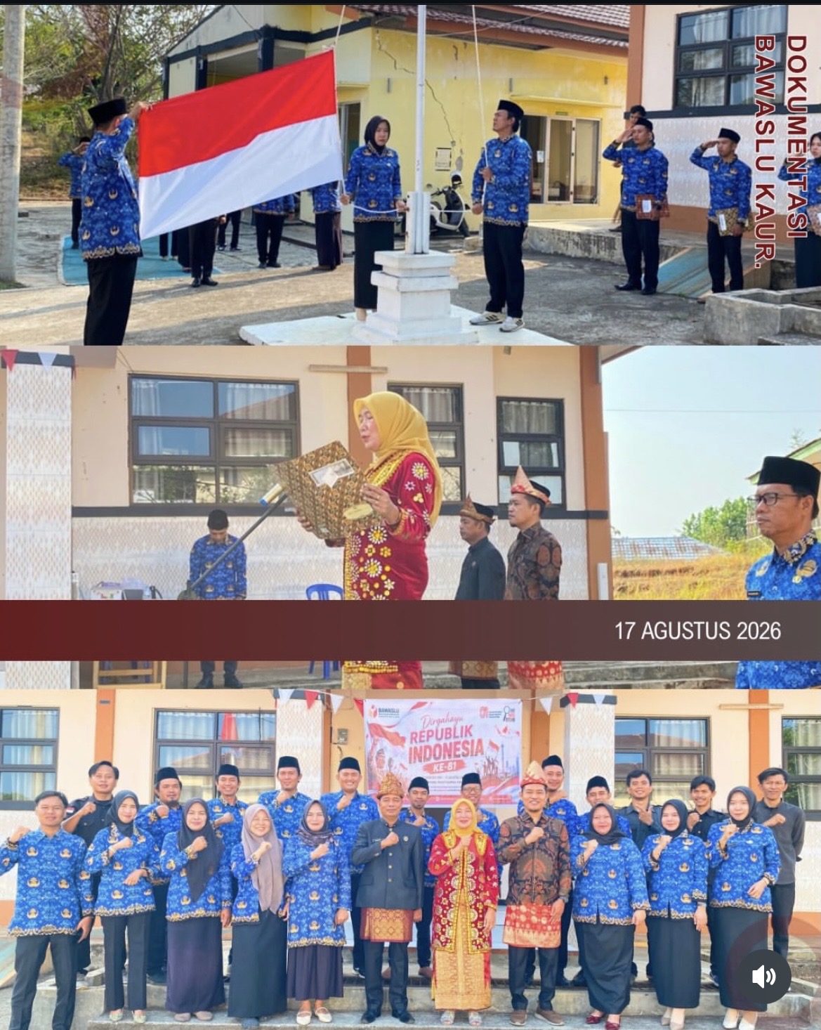 Bawaslu Kabupaten Kaur Melaksanakan Upacara Peringatan HUT RI Ke-81 di Lingkungan Sekretariat Bawaslu Kabupaten Kaur