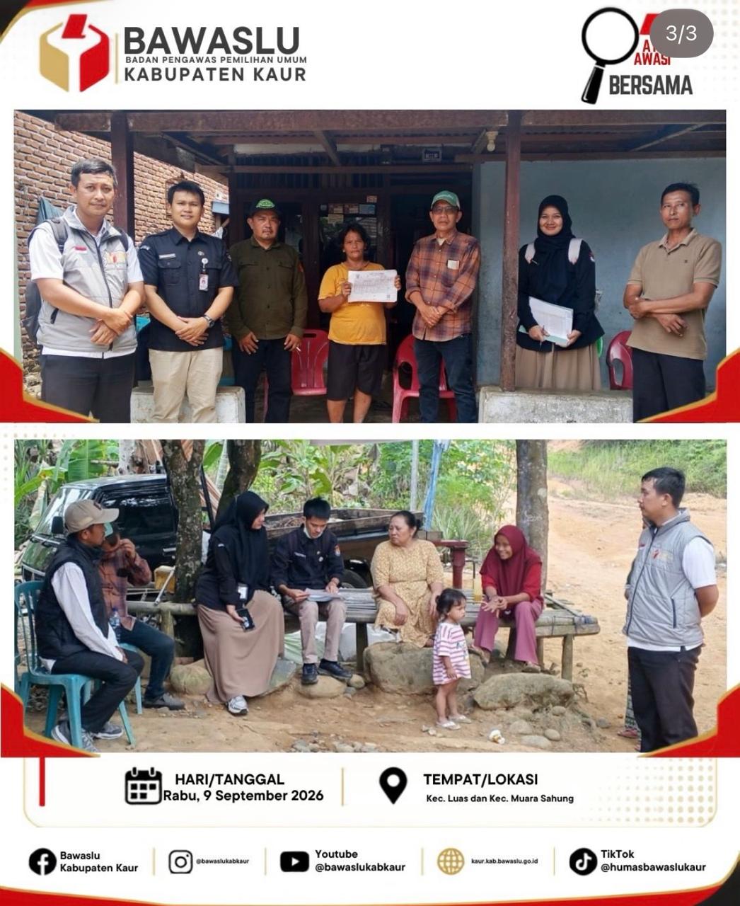Bawaslu Kabupaten Kaur Lakukan Pengawasan PDPB Triwulan III