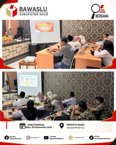 Bawaslu Kabupaten Kaur mengikuti kegiatan Rapat Koordinasi (Rakor) Publikasi Hasil Verifikasi Pemutakhiran Data Partai Politik (Parpol) Semester I Tahun 2026.