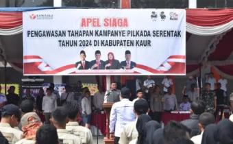 Ketua Bawaslu Kabupaten Kaur Selaku Pembina Apel Siaga Pengawasan Tahapan Kampanye pada Pemilihan Serentak Tahun 2024.